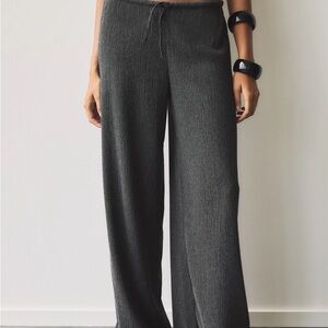 Pull&Bear Charcoal Wide-Leg Knit Pants